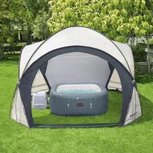 Abri de spa carré 390 x 390 cm noir avec portes – vue principale
