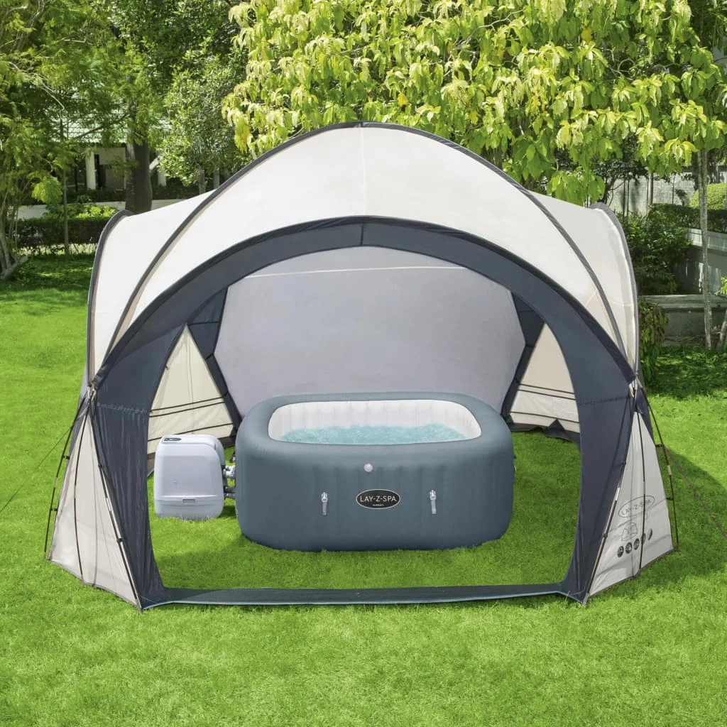 Abri de spa carré 390 x 390 cm noir avec portes – vue principale