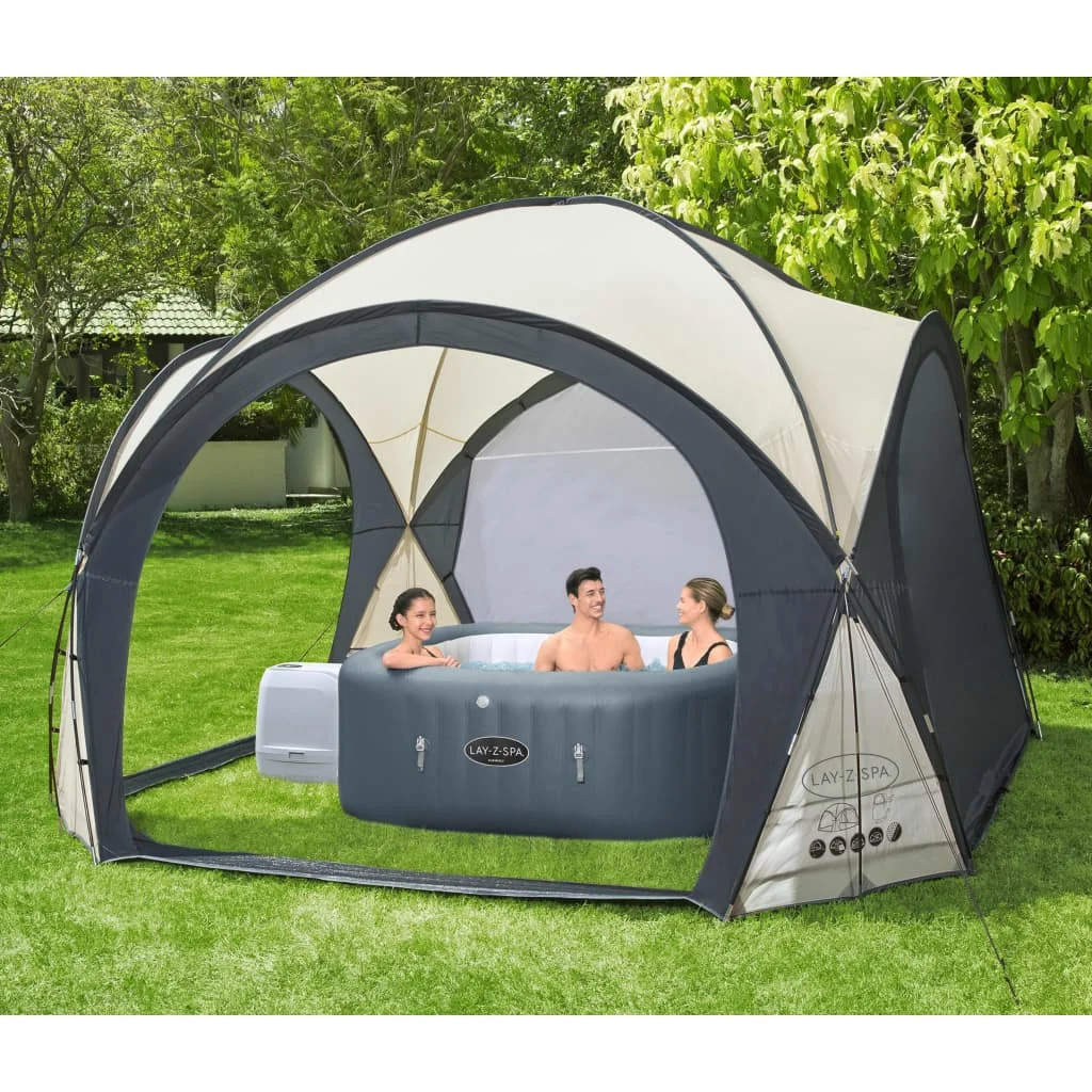 Abri de spa carré 390 x 390 cm noir avec portes – vue de détail