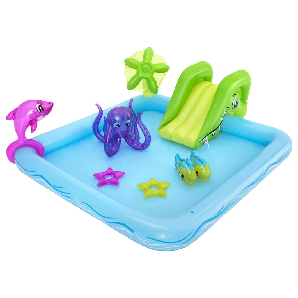 Aire de jeux aquatique gonflable 239 x 206 cm avec toboggan – vue d'ensemble