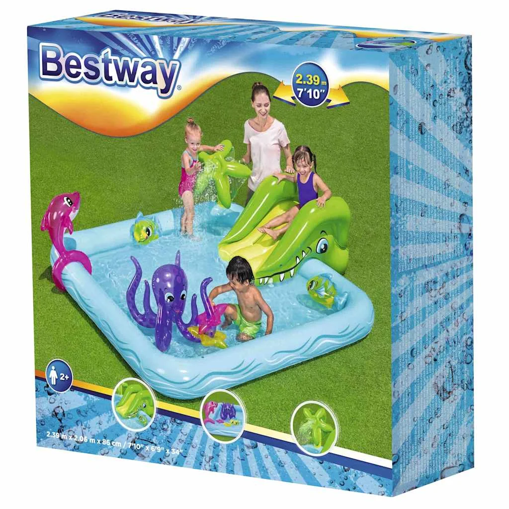 Aire de jeux aquatique gonflable 239 x 206 cm avec toboggan – vue en situation