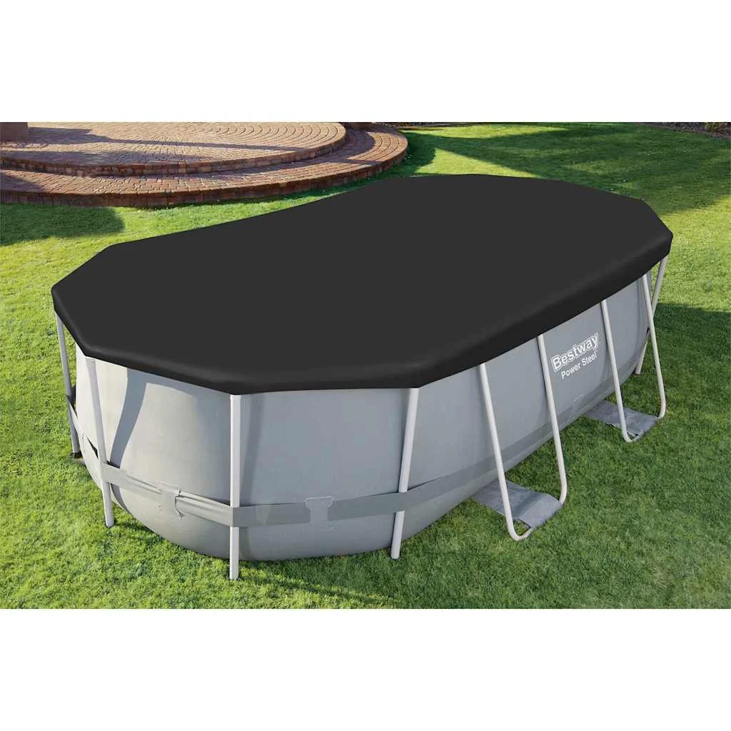 Bâche de protection piscine ovale 418 x 230 cm noire – vue principale