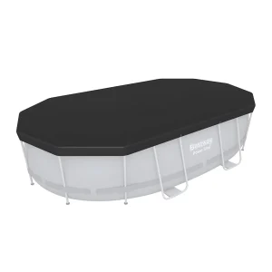 Bâche de protection piscine ovale 418 x 230 cm noire – vue d'ensemble