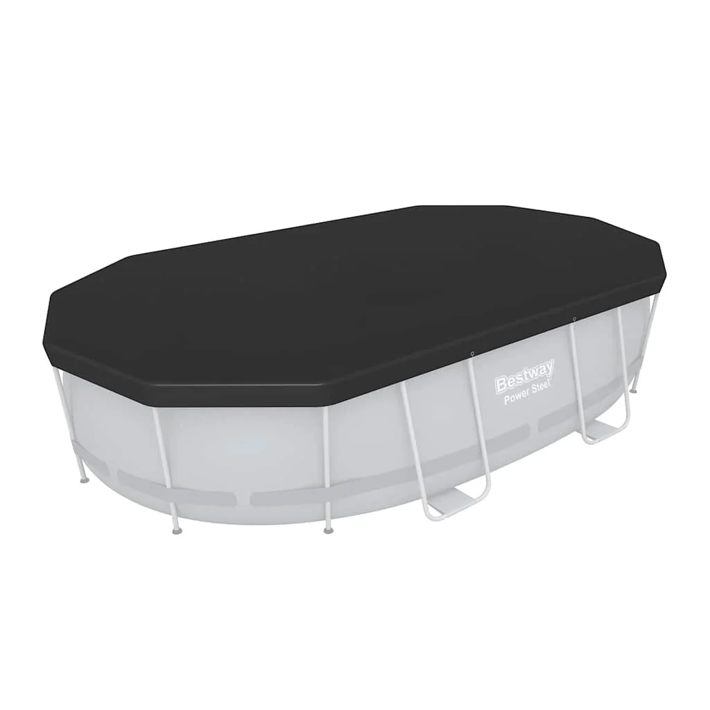 Bâche de protection piscine ovale 418 x 230 cm noire – vue d'ensemble