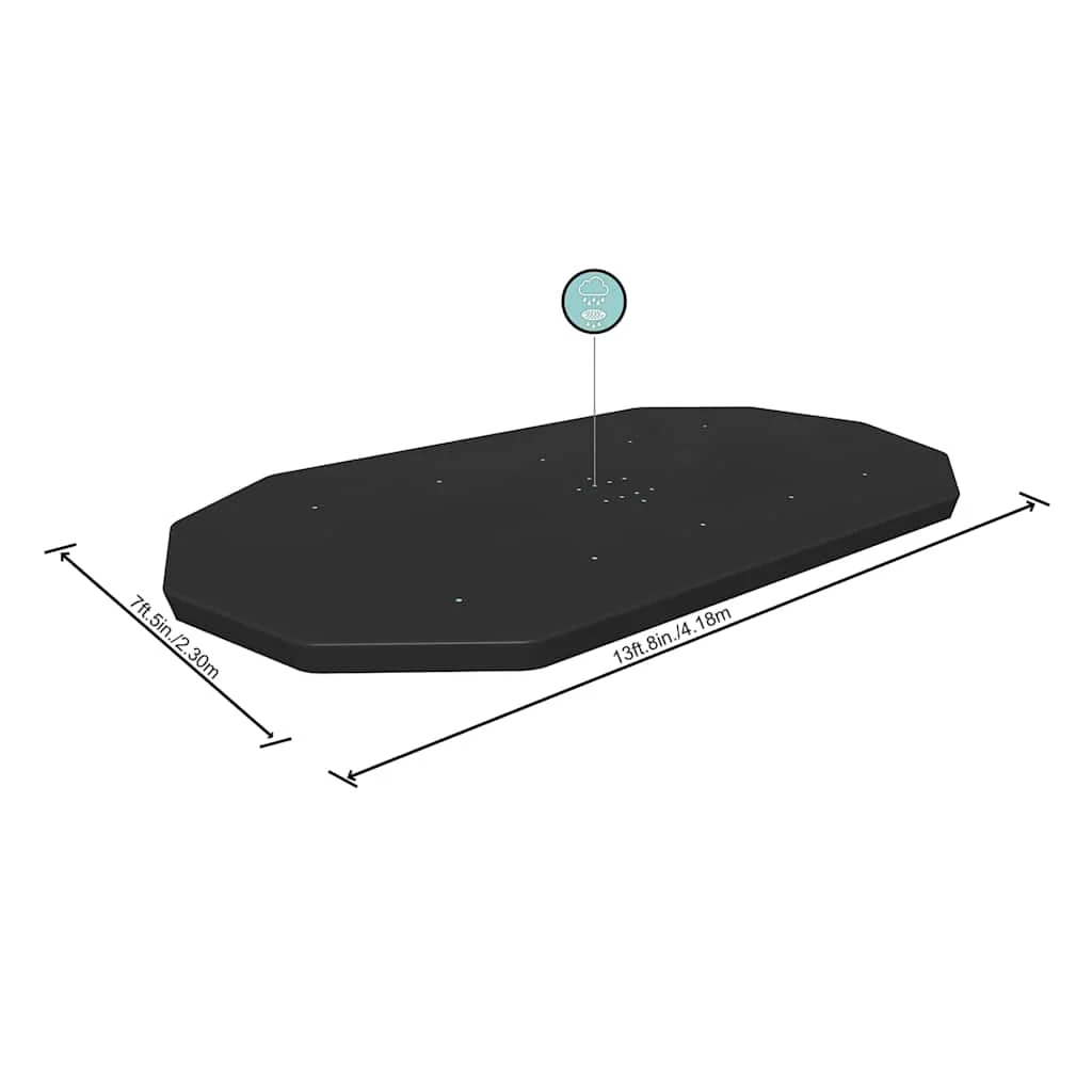 Bâche de protection piscine ovale 418 x 230 cm noire – vue de dessus