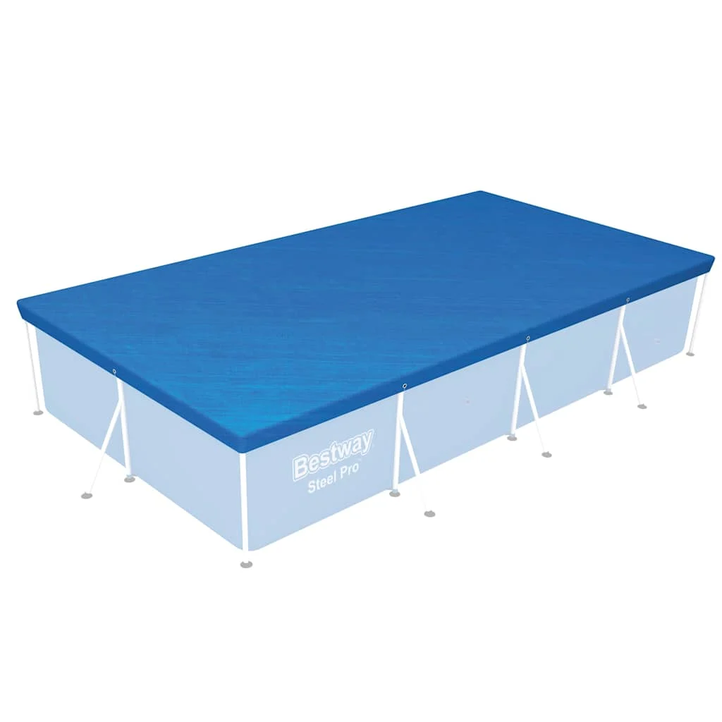 Bâche de protection piscine rectangulaire 221 x 150 ou 400 x 211 cm bleue – vue d'ensemble
