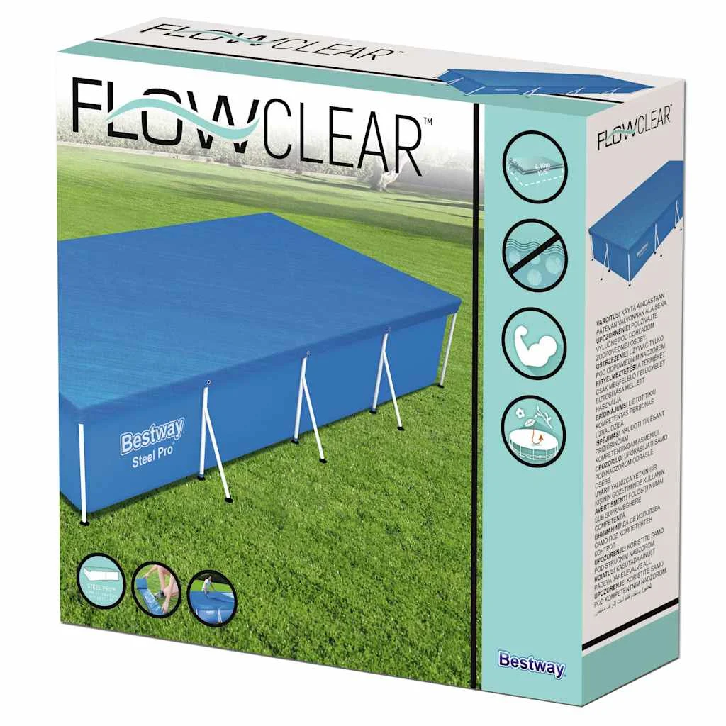 Bâche de protection piscine rectangulaire 221 x 150 ou 400 x 211 cm bleue – vue de détail