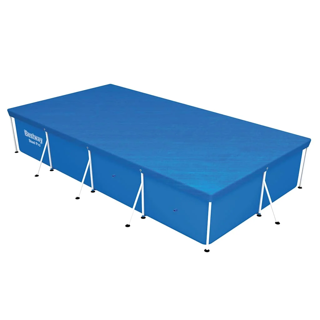 Bâche de protection piscine rectangulaire 221 x 150 ou 400 x 211 cm bleue – vue de côté