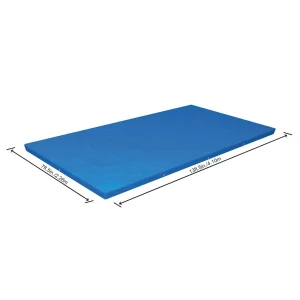 Bâche de protection piscine rectangulaire 221 x 150 ou 400 x 211 cm bleue – vue en situation
