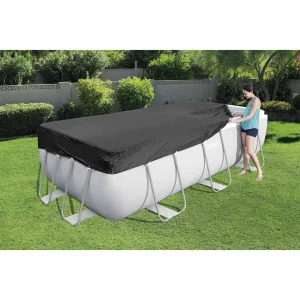 Bâche de protection piscine rectangulaire 404 x 201 cm anthracite – vue principale