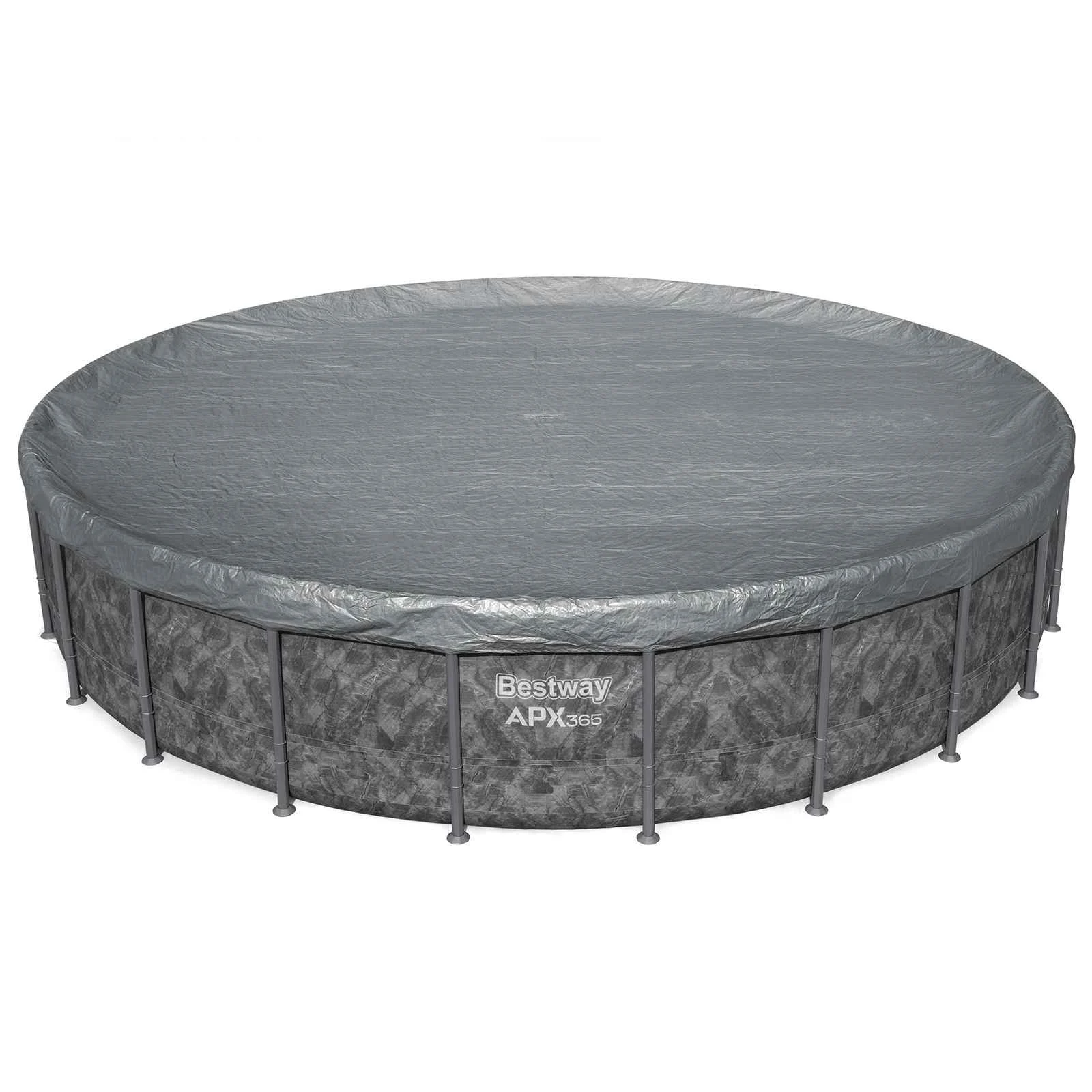 Bâche de protection ronde polyester grise de Ø 305 à 671 cm – vue principale