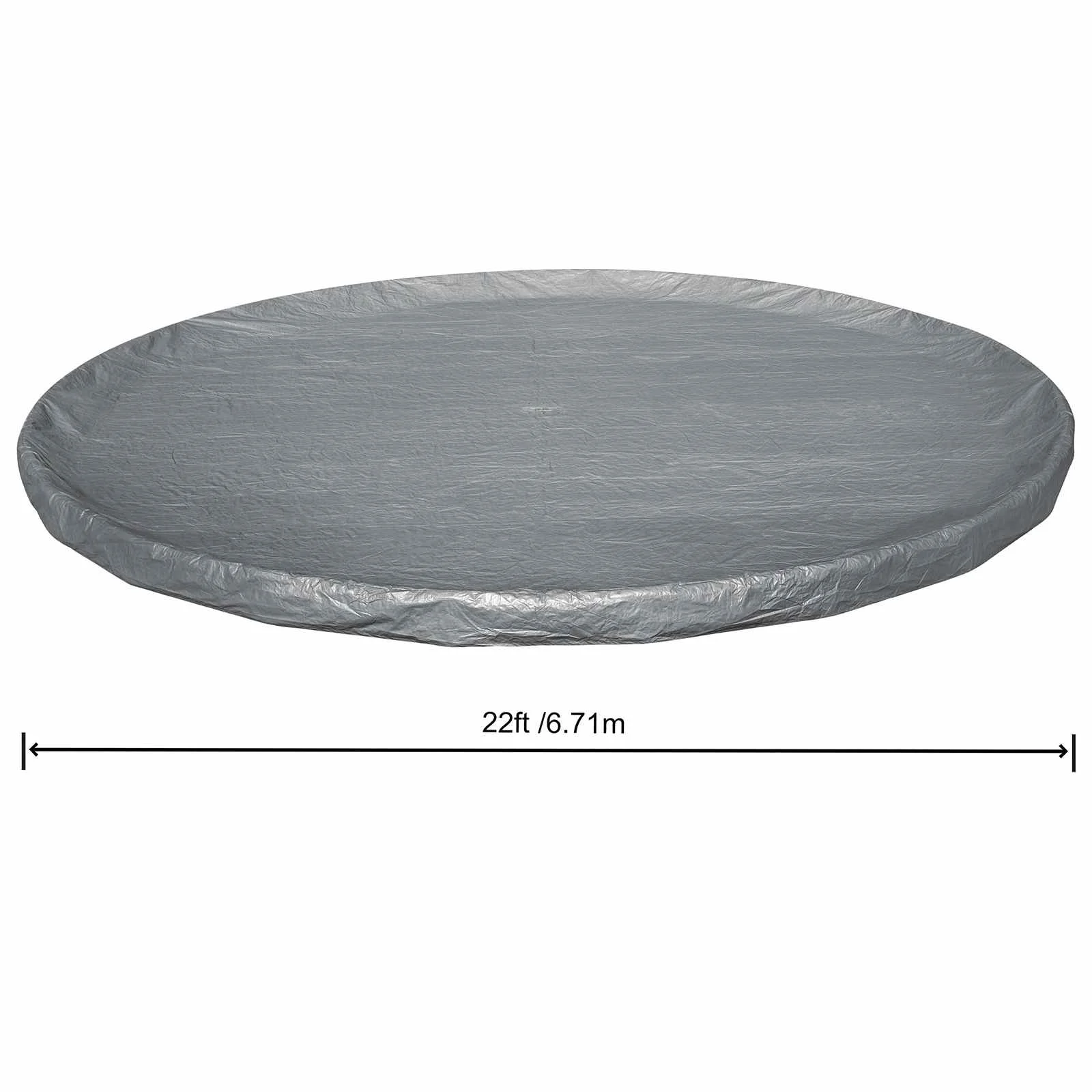 Bâche de protection ronde polyester grise de Ø 305 à 671 cm – vue en situation