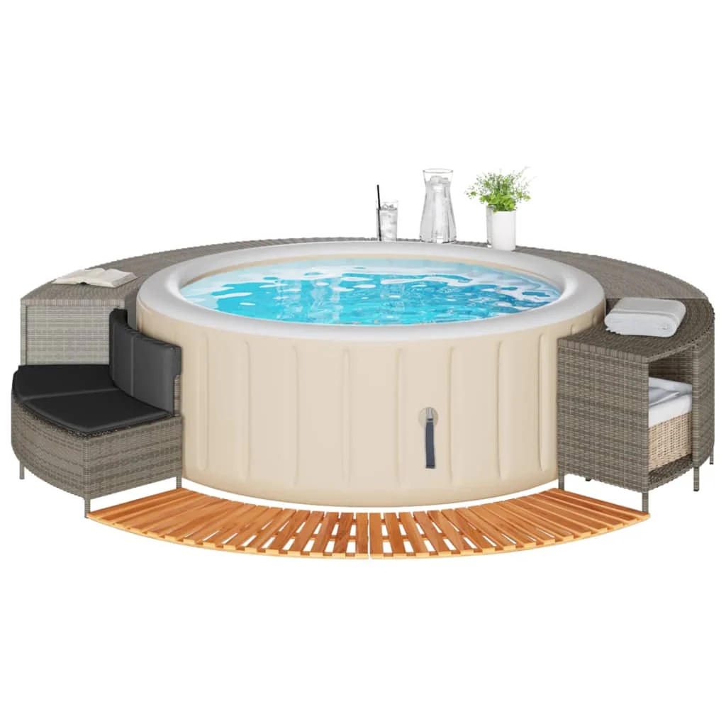 Banc de spa avec coussins et marches en résine tressée – vue principale
