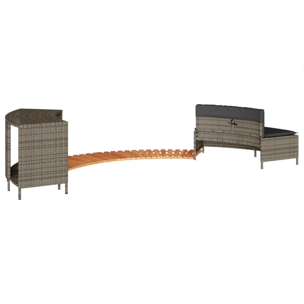 Banc de spa avec coussins et marches en résine tressée – vue en situation