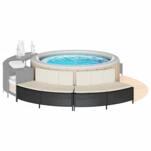 Bancs de spa avec coussins lot de 2 résine tressée – vue principale