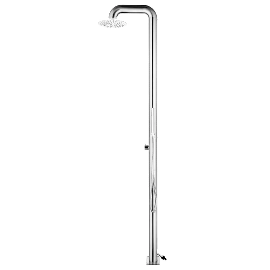 Colonne de douche de jardin 225 cm inox pommeau pluie Ø 25 cm – vue de détail
