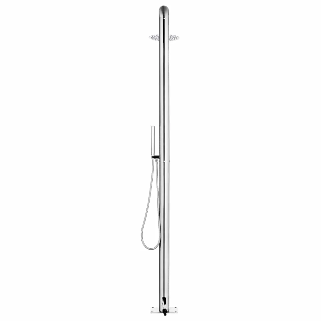 Colonne de douche de jardin 225 cm inox pommeau pluie Ø 25 cm – vue de côté