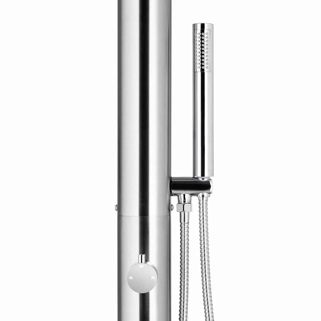 Colonne de douche de jardin 225 cm inox pommeau pluie Ø 25 cm – vue rapprochée