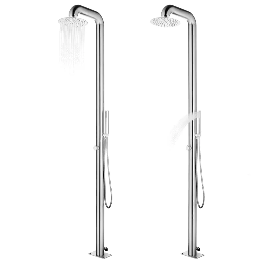 Colonne de douche de jardin 225 cm inox pommeau pluie Ø 25 cm – vue des accessoires