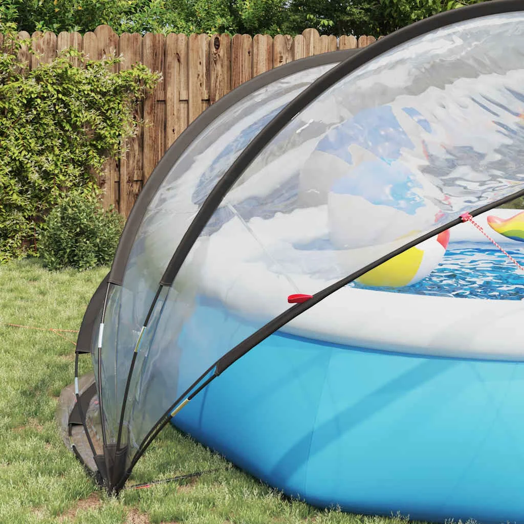 Dôme de piscine carré 405 x 405 cm transparent – vue en situation