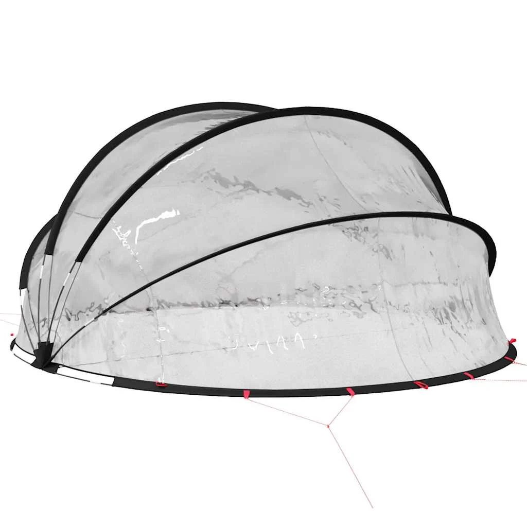 Dôme de piscine carré 405 x 405 cm transparent – vue rapprochée