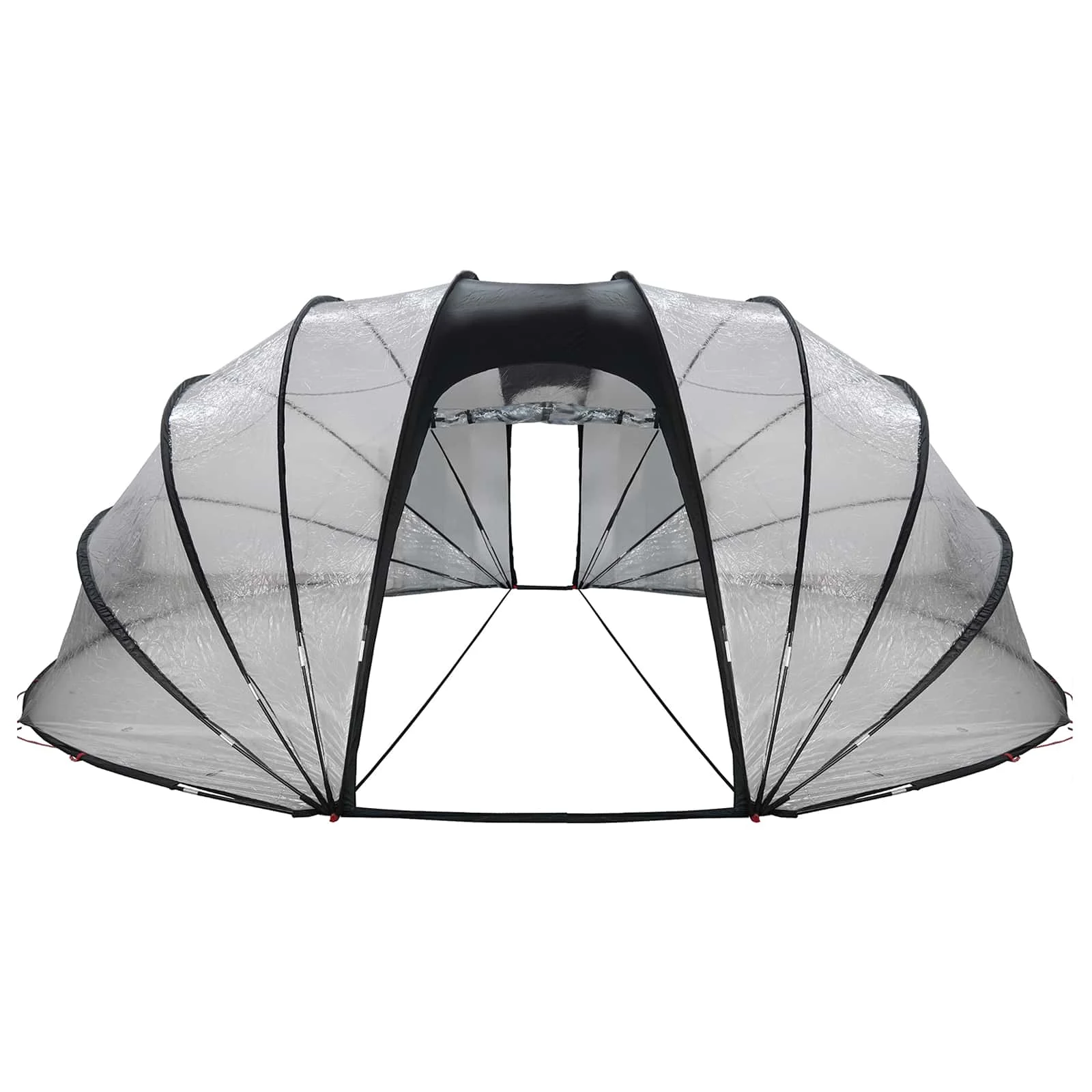 Dôme de piscine ovale 538 x 440 cm transparent – vue en situation