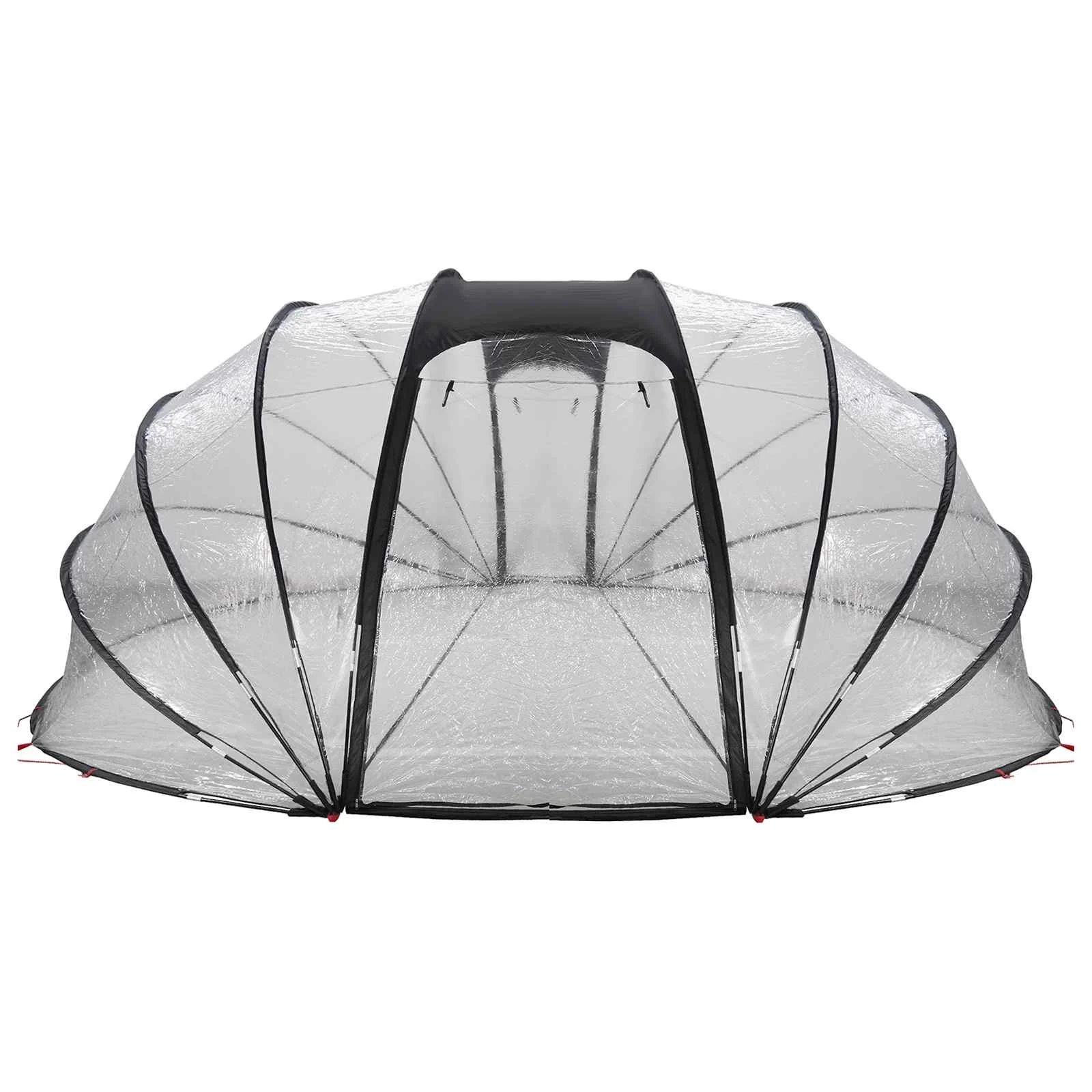 Dôme de piscine ovale 538 x 440 cm transparent – vue rapprochée