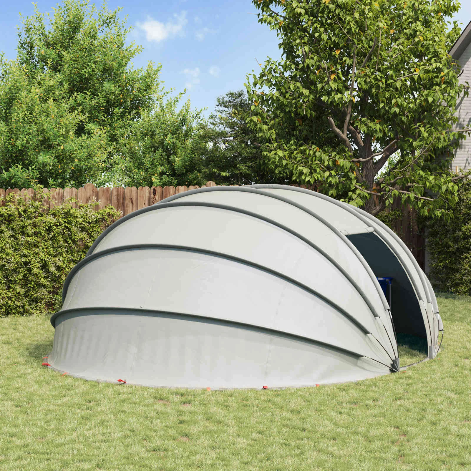 Dôme de tente de piscine 538 x 440 cm en polyester – vue de détail