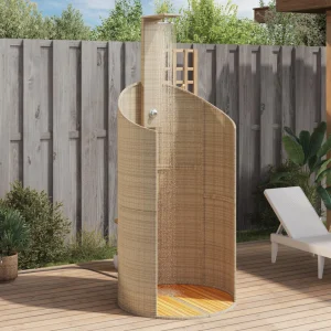 Douche d&rsquo;extérieur 100 x 100 x 241,5 cm résine tressée et acacia – vue principale