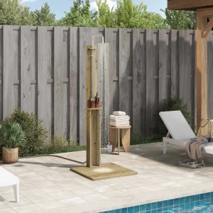 Douche d&rsquo;extérieur 206 cm en pin imprégné avec pommeau Ø 19,5 cm – vue principale