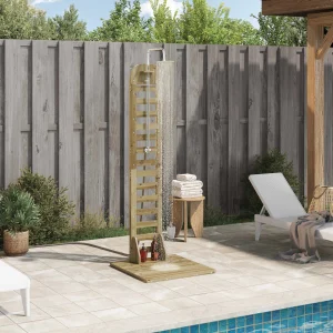 Douche d&rsquo;extérieur 223 cm en pin imprégné avec pommeau Ø 19,5 cm – vue principale