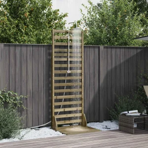 Douche d&rsquo;extérieur 225 cm en pin imprégné avec pommeau Ø 19,5 cm – vue principale