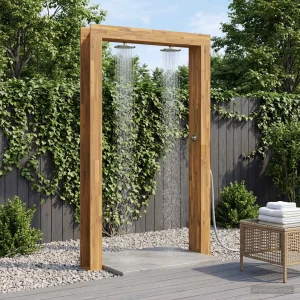 Douche d&rsquo;extérieur 226 cm en acacia massif avec pommeau Ø 20 cm – vue principale