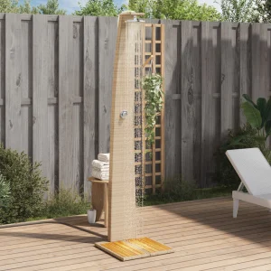 Douche d’extérieur 55 x 60 x 224 cm résine tressée et acacia – vue principale