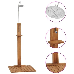 Douche de jardin 75 x 75 x 210 cm en teck massif – vue principale