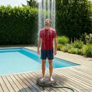 Douche de jardin avec plateforme WPC ronde ou rectangulaire – vue principale
