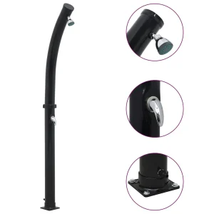 Douche solaire 20 L noire 214 cm colonne fine aluminium – vue principale