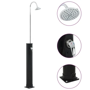 Douche solaire 20 L noire 214 cm PVC et inox – vue principale