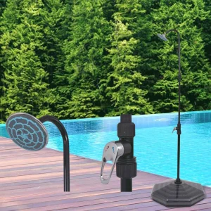 Douche solaire 20 L noire 214 cm socle rond lestable – vue principale