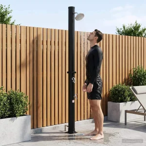Douche solaire 20 L noire 215 cm avec douchette et robinet – vue principale