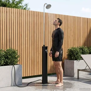 Douche solaire 20 L noire 216 cm col de cygne pommeau 15 cm – vue principale