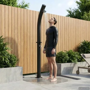 Douche solaire 20 L noire 216 cm col de cygne pommeau 7 cm – vue principale