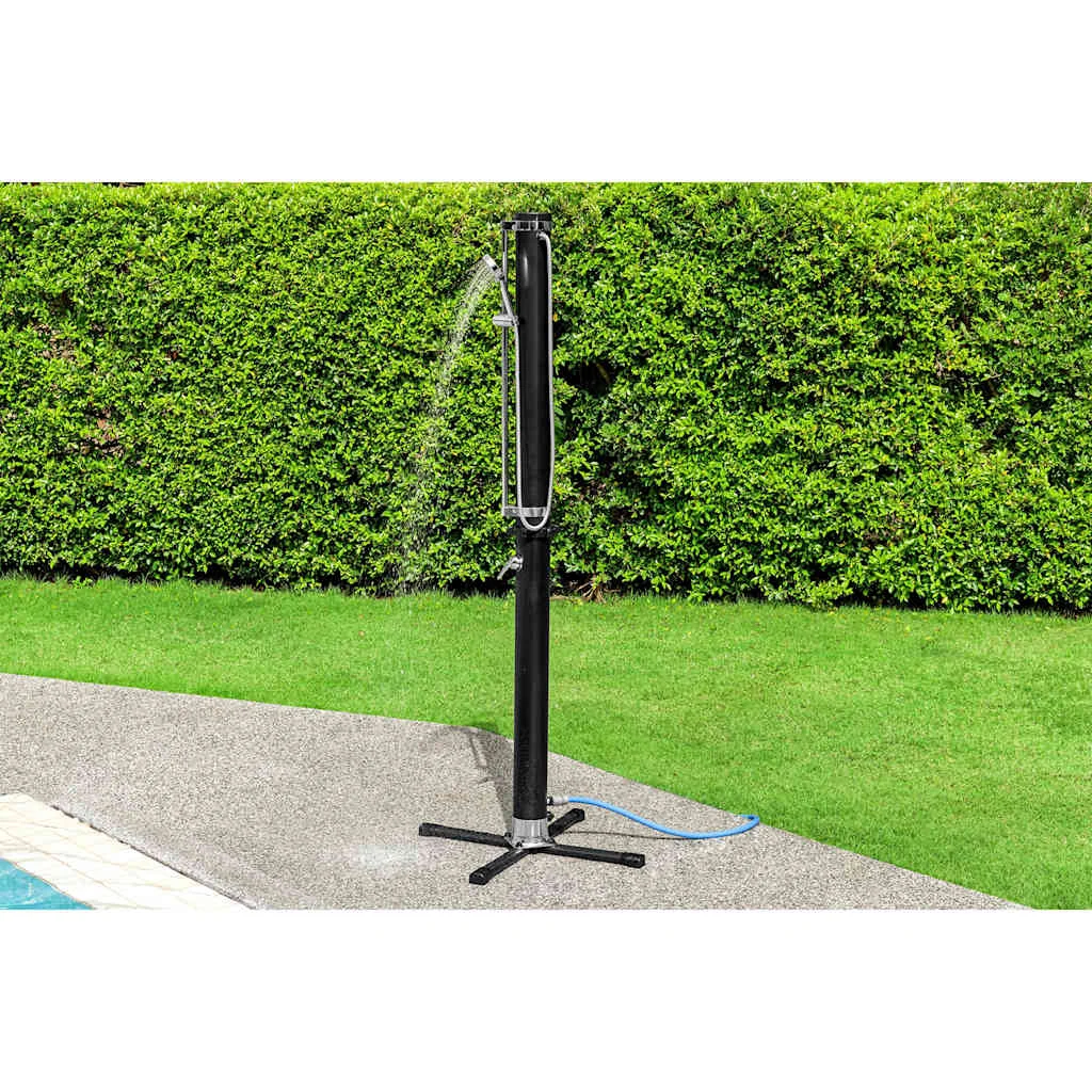 Douche solaire 20 L noire 218 cm avec douchette amovible – vue de détail