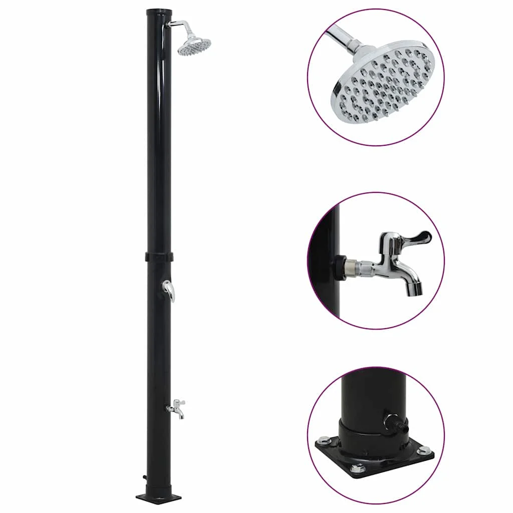 Douche solaire 20 L noire 220 cm aluminium – vue principale