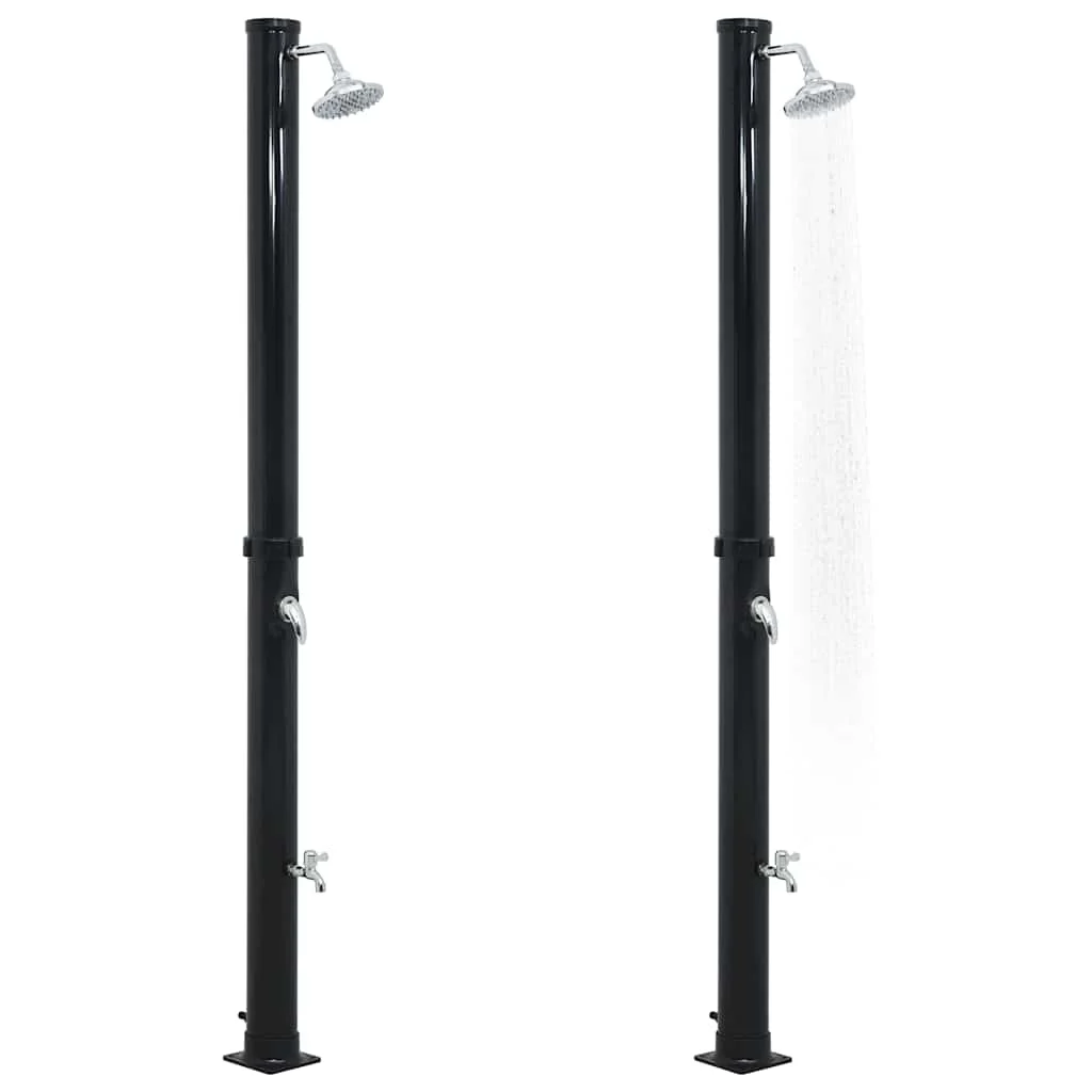Douche solaire 20 L noire 220 cm aluminium – vue des dimensions