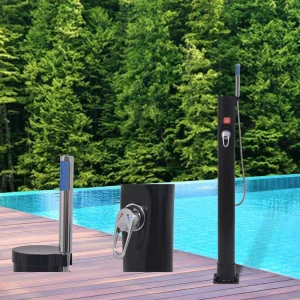 Douche solaire 8 L noire 115 cm avec douchette à main – vue principale