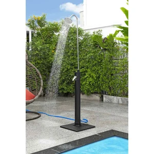 Douche solaire 8 L noire 218 cm avec grand socle – vue principale
