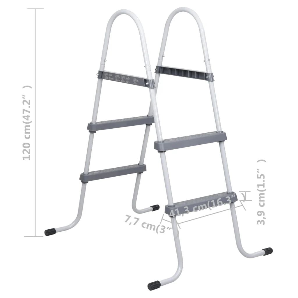 Échelle de piscine hors sol 84 cm grise 2 marches – vue rapprochée