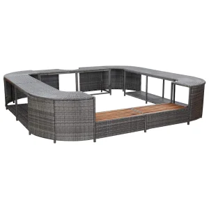 Habillage de spa carré 268 x 268 cm résine tressée avec marches – vue principale