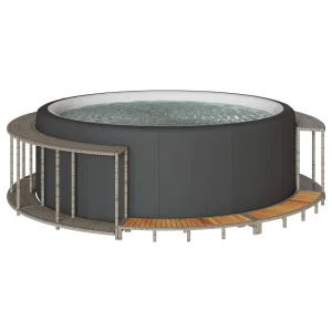 Habillage de spa rond Ø 243 cm résine tressée avec marches – vue principale
